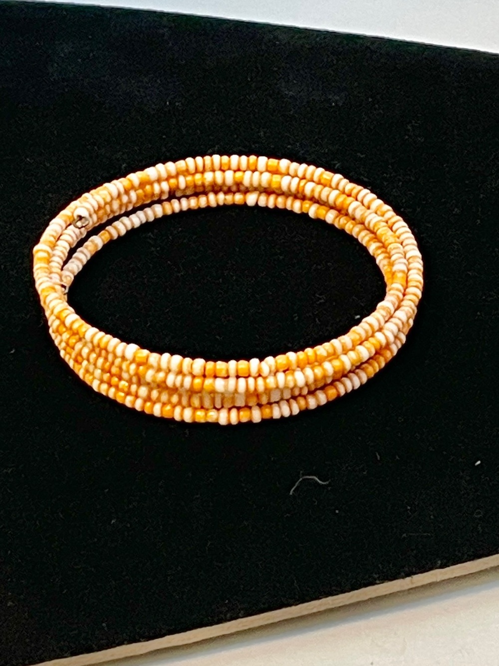 Handmade Lt Orange Glass Seed Bead Wrap Bracelet African Hippie Gypsy Boho Chic